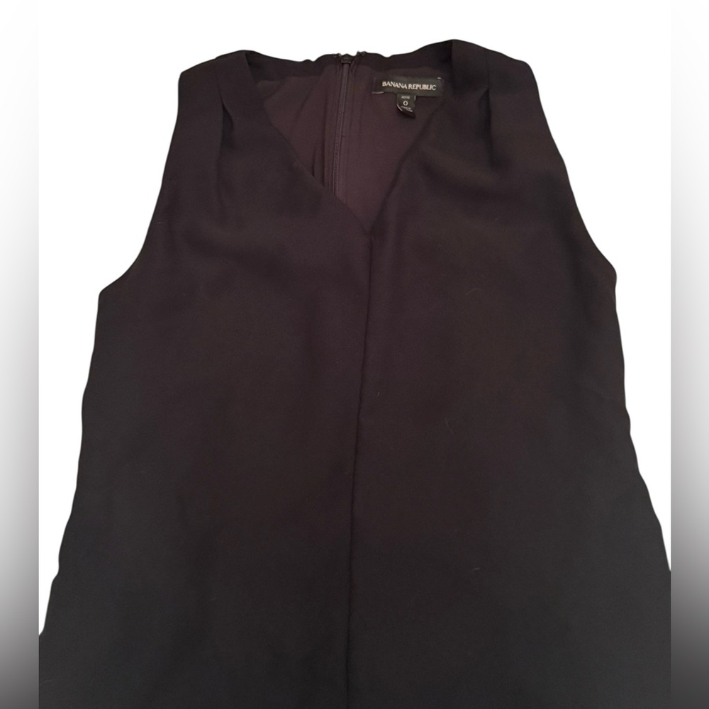 Banana Republic Women’s Black Sleeveless V-Neck Shift Dress Petite 0 Side Pocket - Picture 14 of 15